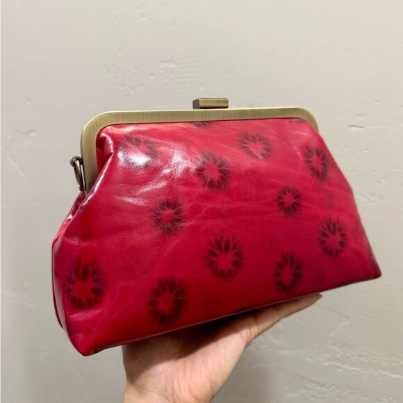 Red Cowhide Leather Handmade Push-lock Purse/Crossbody Includes  Small Clutch - Picture 9 of 16